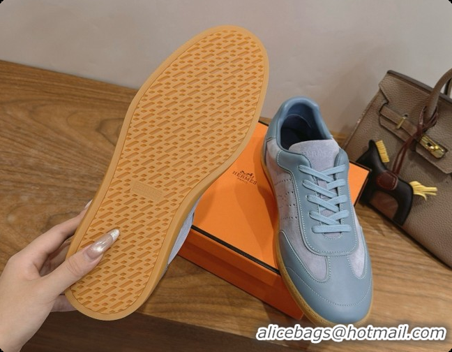 Buy Luxury Hermes Match Sneakers in Suede and Calfskin H080601 Pale Blue 2026