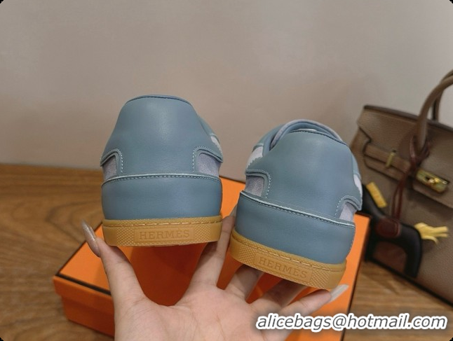 Buy Luxury Hermes Match Sneakers in Suede and Calfskin H080601 Pale Blue 2026