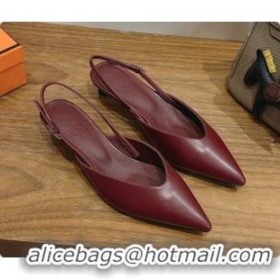 Good Quality Hermes Nicoletta 40 Pump in Burgundy Leather 6080614 2026