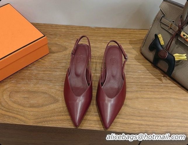 Good Quality Hermes Nicoletta 40 Pump in Burgundy Leather 6080614 2026