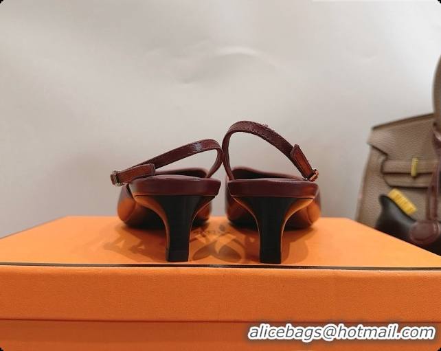 Good Quality Hermes Nicoletta 40 Pump in Burgundy Leather 6080614 2026