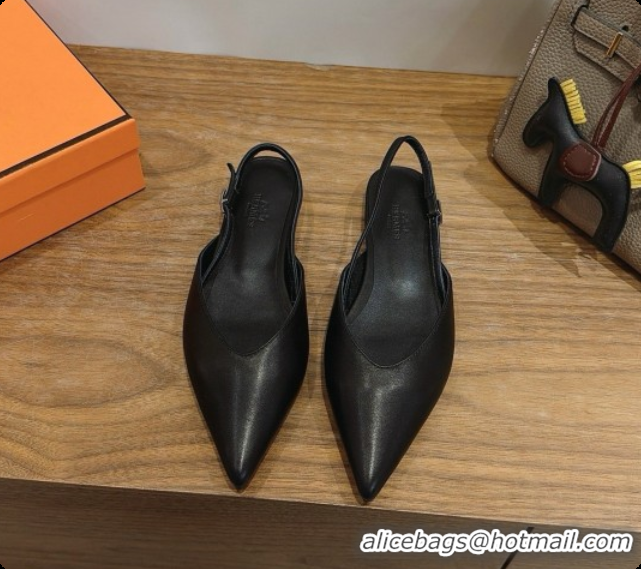 Best Grade Hermes Nicoletta Slingback in Black Leather 6080616 2026