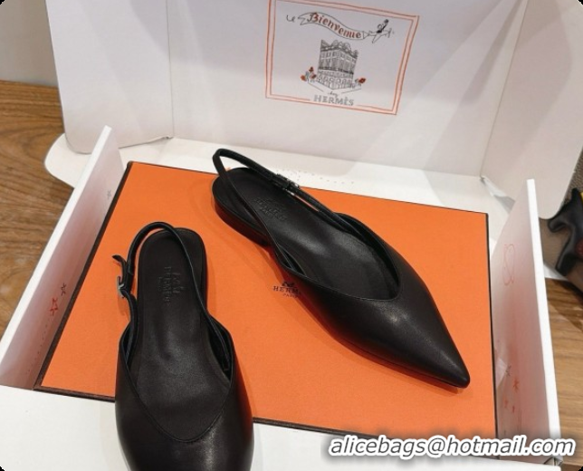 Best Grade Hermes Nicoletta Slingback in Black Leather 6080616 2026
