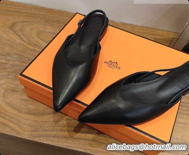 Best Grade Hermes Nicoletta Slingback in Black Leather 6080616 2026