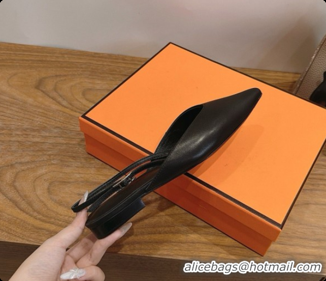 Best Grade Hermes Nicoletta Slingback in Black Leather 6080616 2026