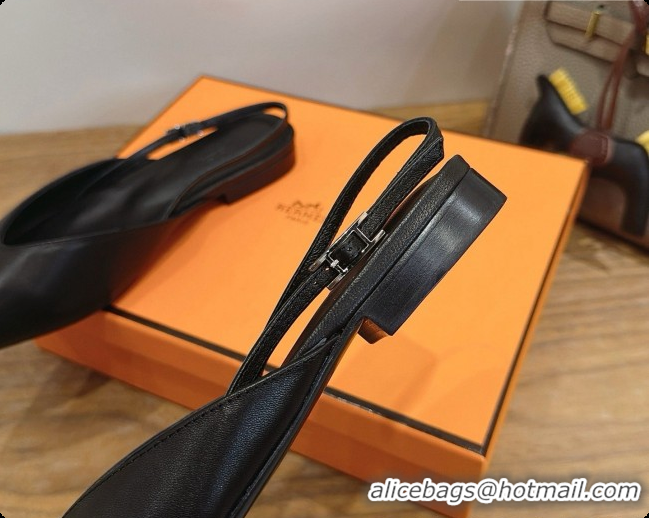 Best Grade Hermes Nicoletta Slingback in Black Leather 6080616 2026