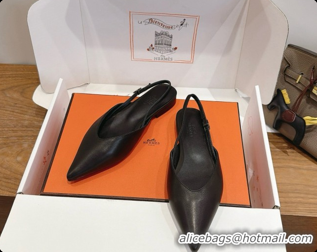 Best Grade Hermes Nicoletta Slingback in Black Leather 6080616 2026