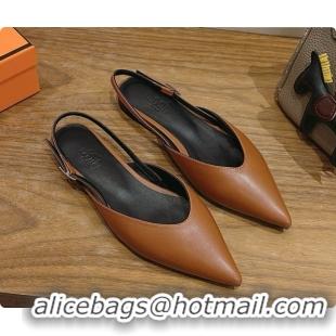 Good Product Hermes Nicoletta Slingback in Brown Leather 6080617 2026