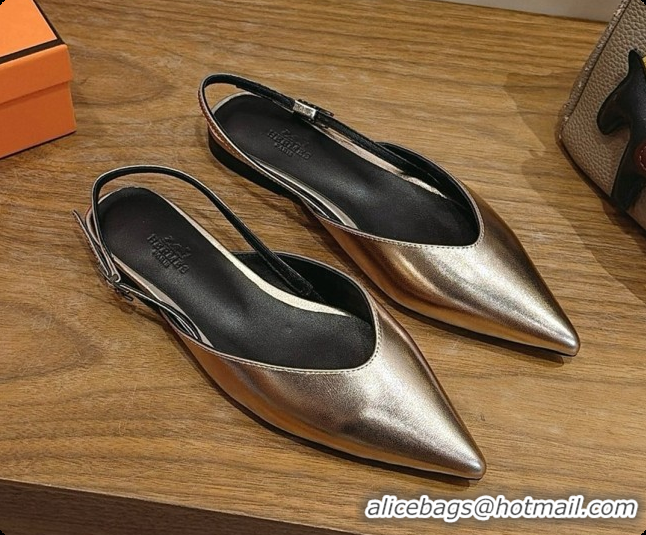 Pretty Style Hermes Nicoletta Slingback in Champagne Leather 6080618 2026