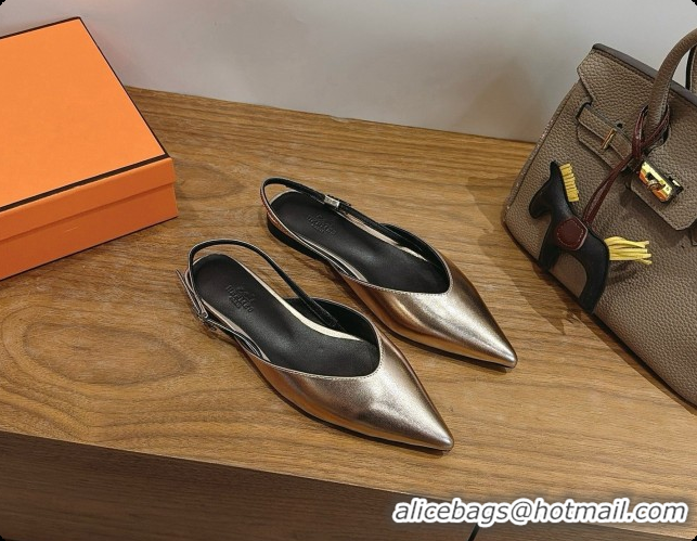 Pretty Style Hermes Nicoletta Slingback in Champagne Leather 6080618 2026