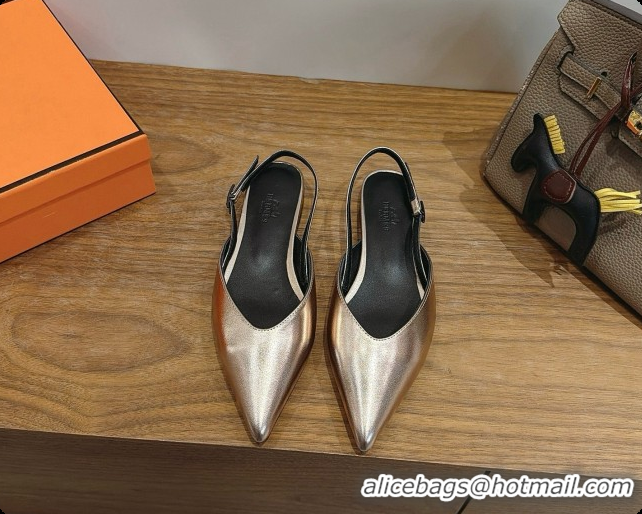 Pretty Style Hermes Nicoletta Slingback in Champagne Leather 6080618 2026