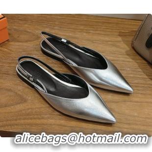 Original Cheap Hermes Nicoletta Slingback in Silver Leather 6080621 2026