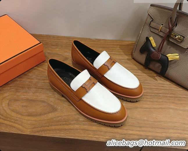 Hot Style Hermes Faubourg Loafer in Calfskin H080622 Brown/White 2026