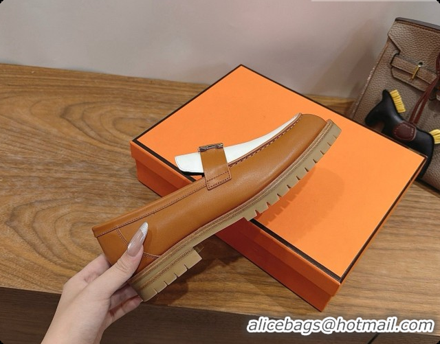 Hot Style Hermes Faubourg Loafer in Calfskin H080622 Brown/White 2026