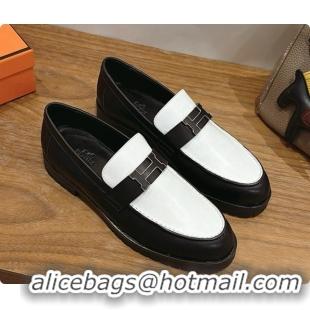Good Product Hermes Faubourg Loafer in Calfskin H080623 Black/White 2026