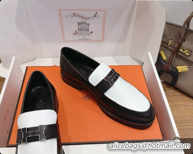 Good Product Hermes Faubourg Loafer in Calfskin H080623 Black/White 2026