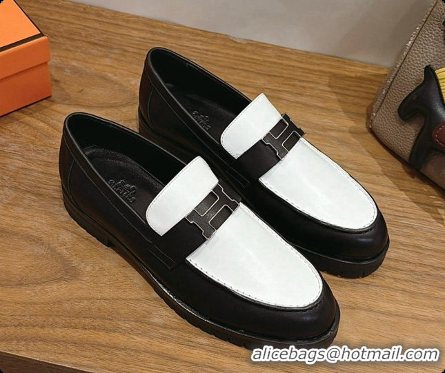 Good Product Hermes Faubourg Loafer in Calfskin H080623 Black/White 2026