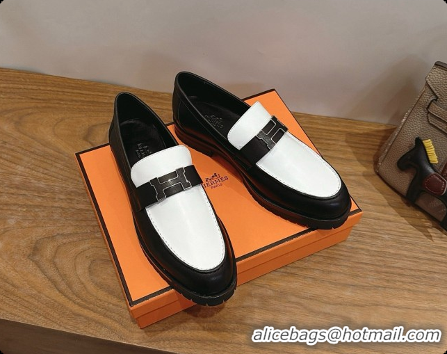 Good Product Hermes Faubourg Loafer in Calfskin H080623 Black/White 2026