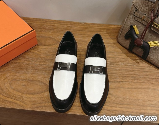 Good Product Hermes Faubourg Loafer in Calfskin H080623 Black/White 2026