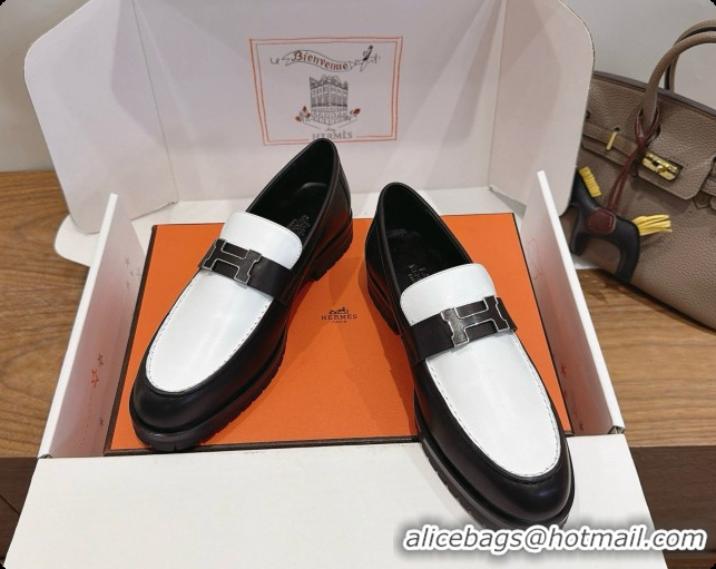 Good Product Hermes Faubourg Loafer in Calfskin H080623 Black/White 2026