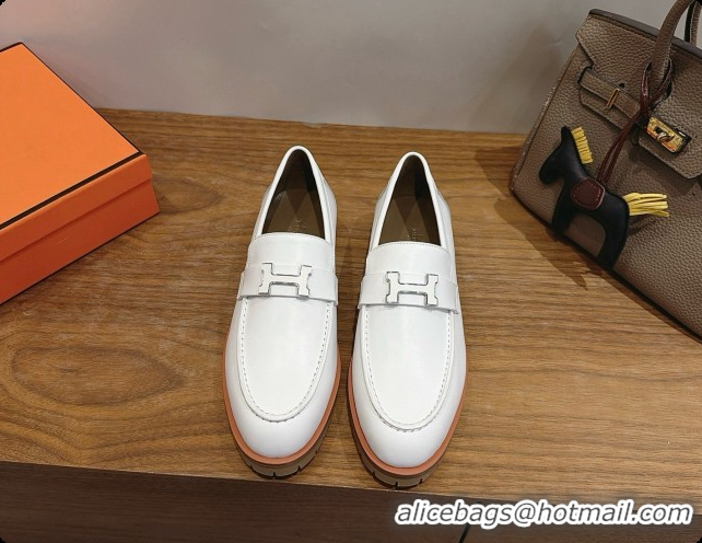 Top Grade Hermes Faubourg Loafer in Calfskin H080625 White 2026