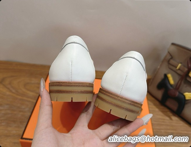 Top Grade Hermes Faubourg Loafer in Calfskin H080625 White 2026