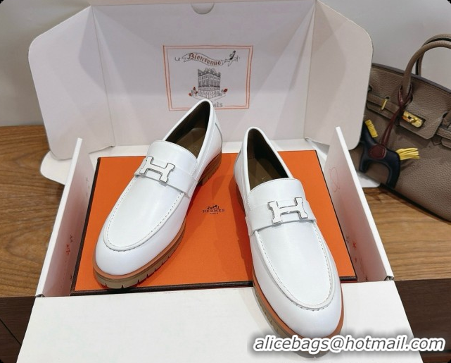 Top Grade Hermes Faubourg Loafer in Calfskin H080625 White 2026