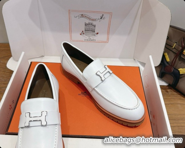 Top Grade Hermes Faubourg Loafer in Calfskin H080625 White 2026