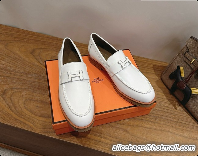 Top Grade Hermes Faubourg Loafer in Calfskin H080625 White 2026