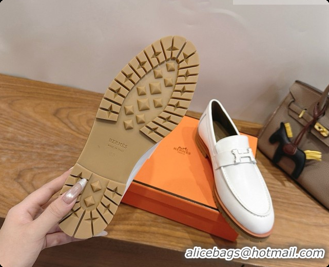 Top Grade Hermes Faubourg Loafer in Calfskin H080625 White 2026