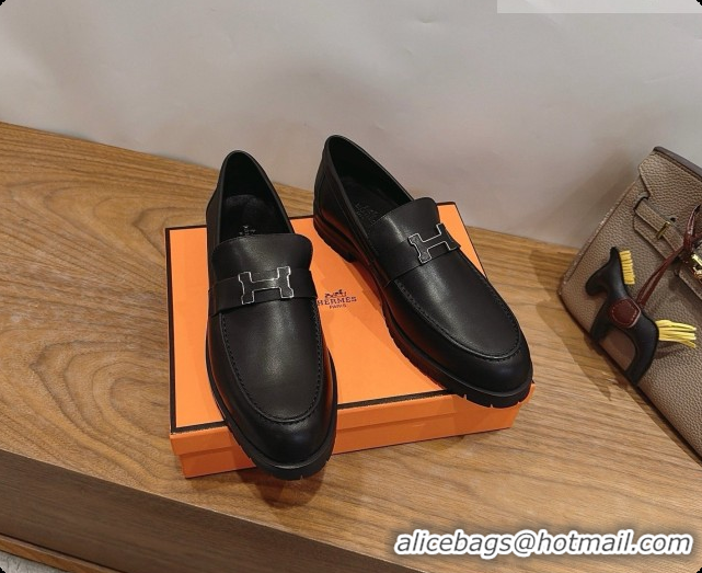 Sophisticated Hermes Faubourg Loafer in Calfskin H080626 All Black 2026
