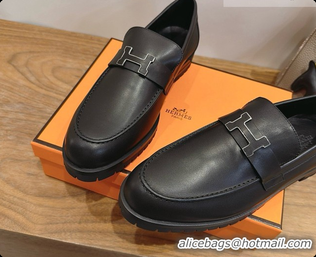 Sophisticated Hermes Faubourg Loafer in Calfskin H080626 All Black 2026
