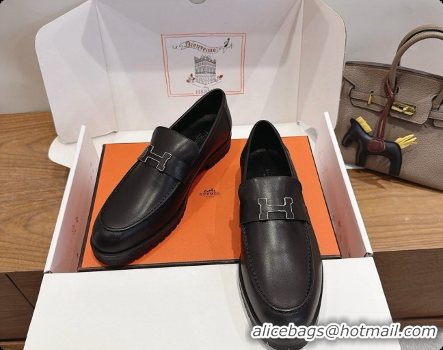 Sophisticated Hermes Faubourg Loafer in Calfskin H080626 All Black 2026