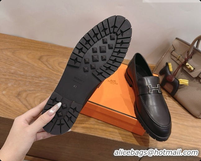 Sophisticated Hermes Faubourg Loafer in Calfskin H080626 All Black 2026