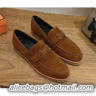 Luxury Hermes Faubourg Loafer in Suede H080629 Brown 2026