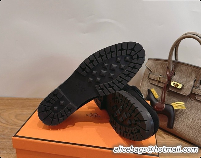 Stylish Hermes Faubourg Loafer in Suede H080630 Black 2026