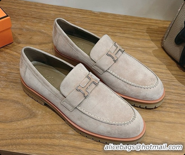 Unique Style Hermes Faubourg Loafer in Suede H080631 Grey 2026