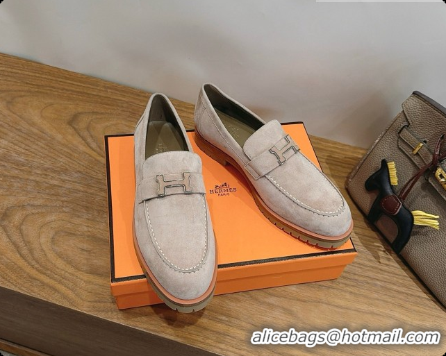 Unique Style Hermes Faubourg Loafer in Suede H080631 Grey 2026