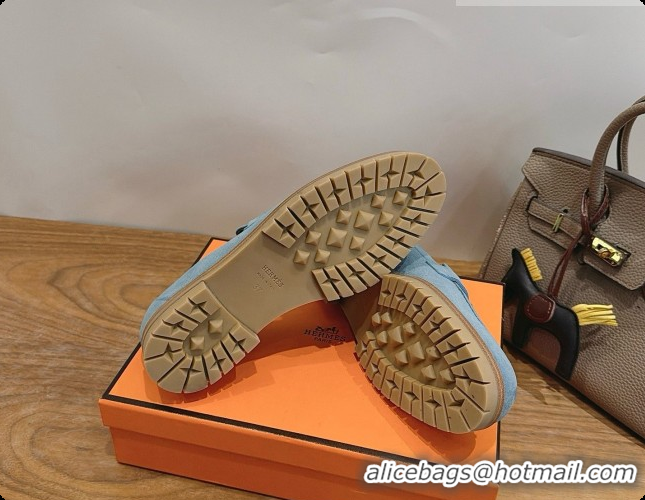 Charming Hermes Faubourg Loafer in Suede H080632 Blue 2026 