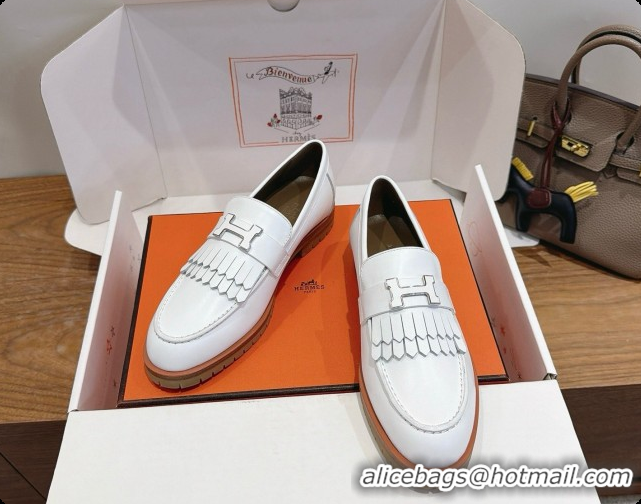 Buy Luxury Hermes Classic Loafer in Calfskin H080706 White 2026