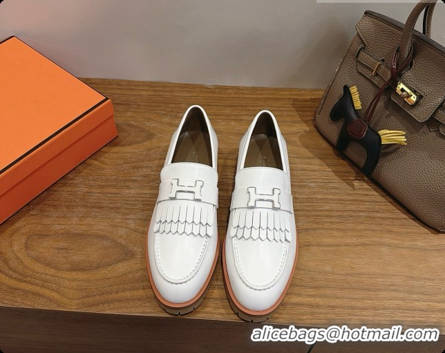 Buy Luxury Hermes Classic Loafer in Calfskin H080706 White 2026