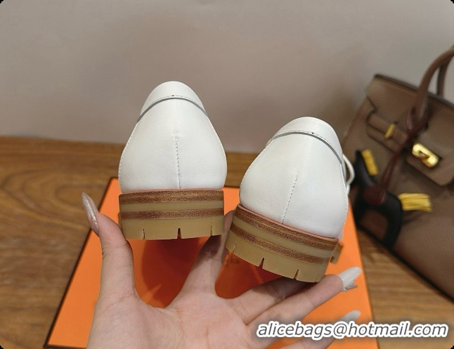Buy Luxury Hermes Classic Loafer in Calfskin H080706 White 2026