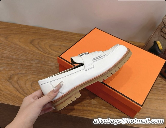 Buy Luxury Hermes Classic Loafer in Calfskin H080706 White 2026
