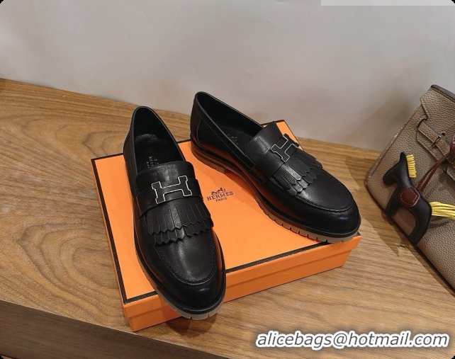 Pretty Style Hermes Classic Loafer in Calfskin H080707 Black 2026