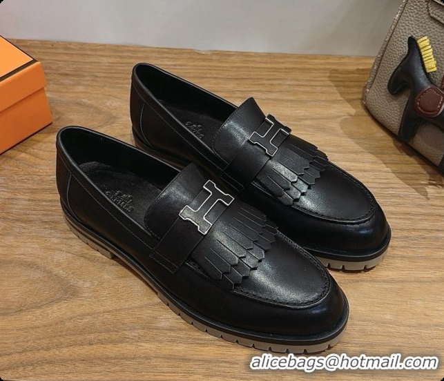 Pretty Style Hermes Classic Loafer in Calfskin H080707 Black 2026