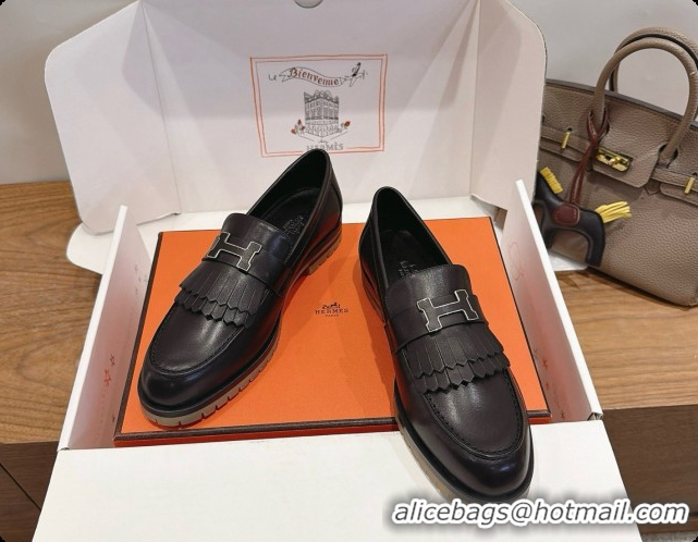 Pretty Style Hermes Classic Loafer in Calfskin H080707 Black 2026