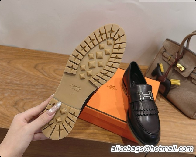 Pretty Style Hermes Classic Loafer in Calfskin H080707 Black 2026