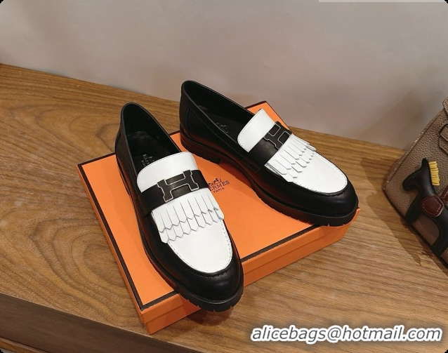 Pretty Style Hermes Classic Loafer in Calfskin H080708 Black/White 2026