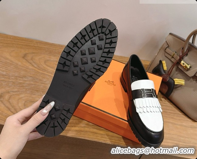 Pretty Style Hermes Classic Loafer in Calfskin H080708 Black/White 2026