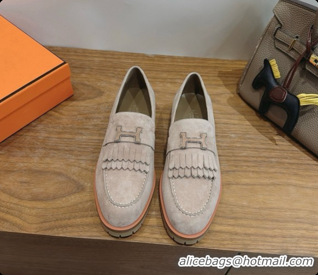 Top Grade Hermes Classic Loafer in Suede H080710 Grey 2026